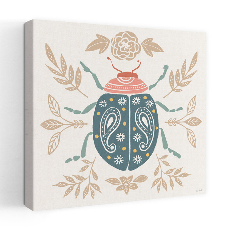 Bugs and Botanicals IV Color Contemporary, coccinelle, art contemporain, H 18 po x l 18 po