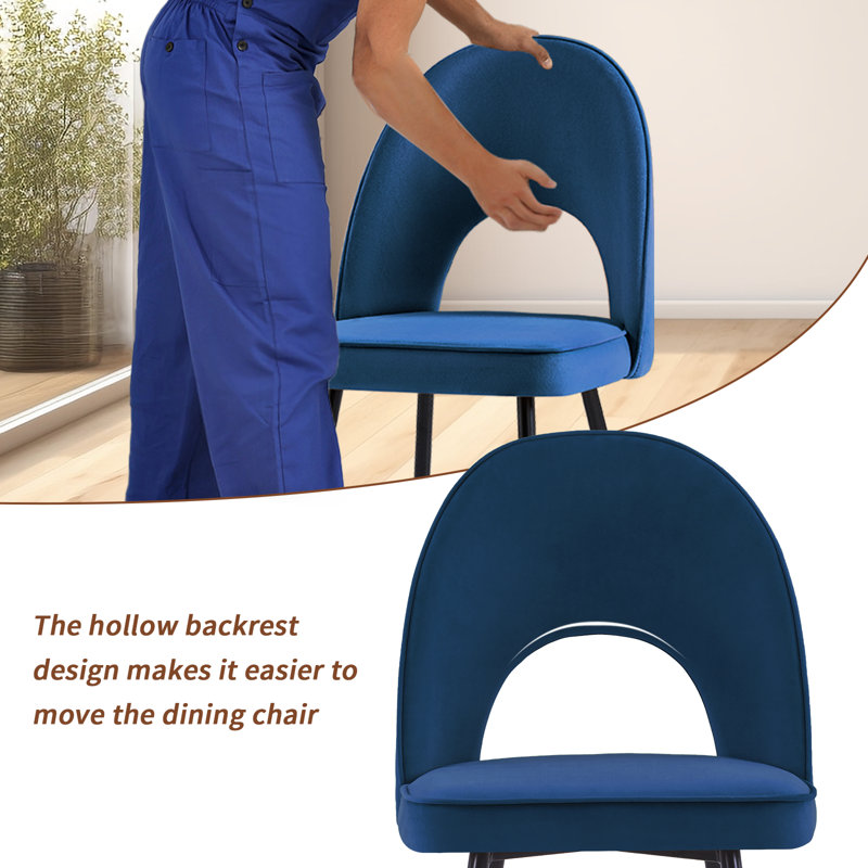 Zackery Upholstered Dining Chair, Dark Blue, 4