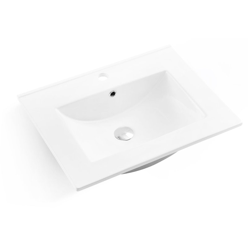 DAX Ceramic Square Bathroom Basin, White