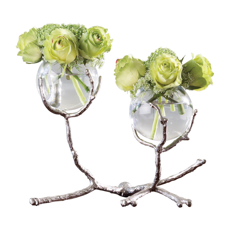 Twig Glass Table Vase, Nickel