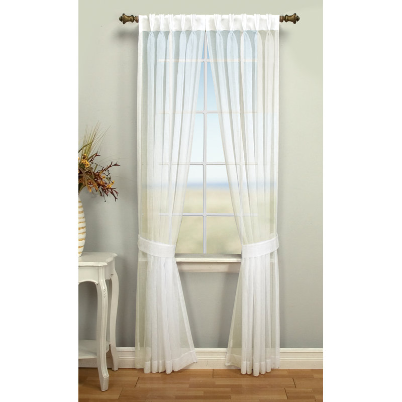 Patricia Semi Sheer Curtain Pair, Ivory, 26" W x 84" L