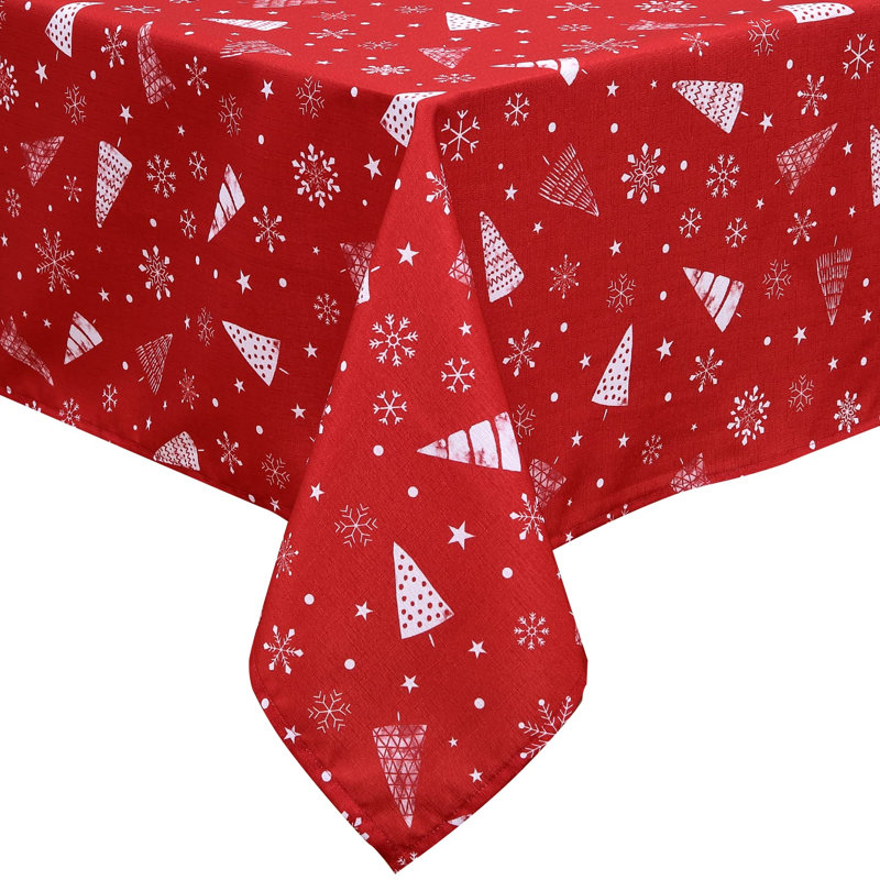 Christmas Tablecloth Red – Waterproof, Wipe Clean, Washable, Festive Snowflake Print, Durable for Indoor & Outdoor Use, Rectangular 54x79 Inch