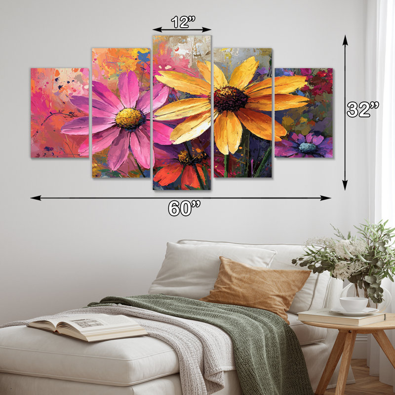 Burlington - décoration murale fleurs sauvages - art mural traditionnel 5 pièces
