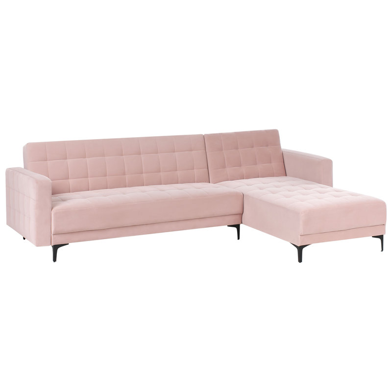 Aliyha 4 Seater Velvet Sofa Bed, Right Hand Facing, Pink