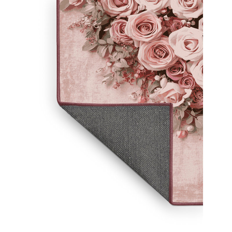 Soft Plush Festa Valentines Modern & Contemporary Abstract Area Rug in Pink – Rose Binding, 4x6