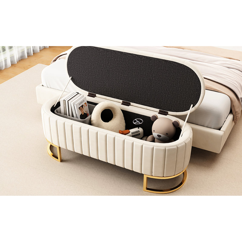 Bouton de velours beige avec compartiment de rangement pour l'organisation de la chambre à coucher et le salon, Beige