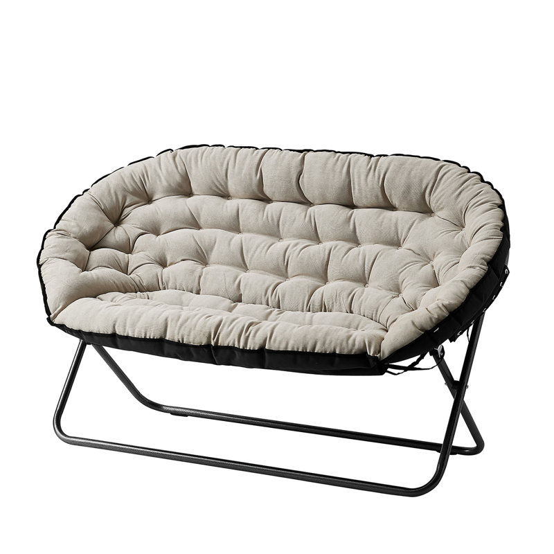 Waddon 56'' Papasan Velvet Folding Dorm Lounge Sofa, Beige