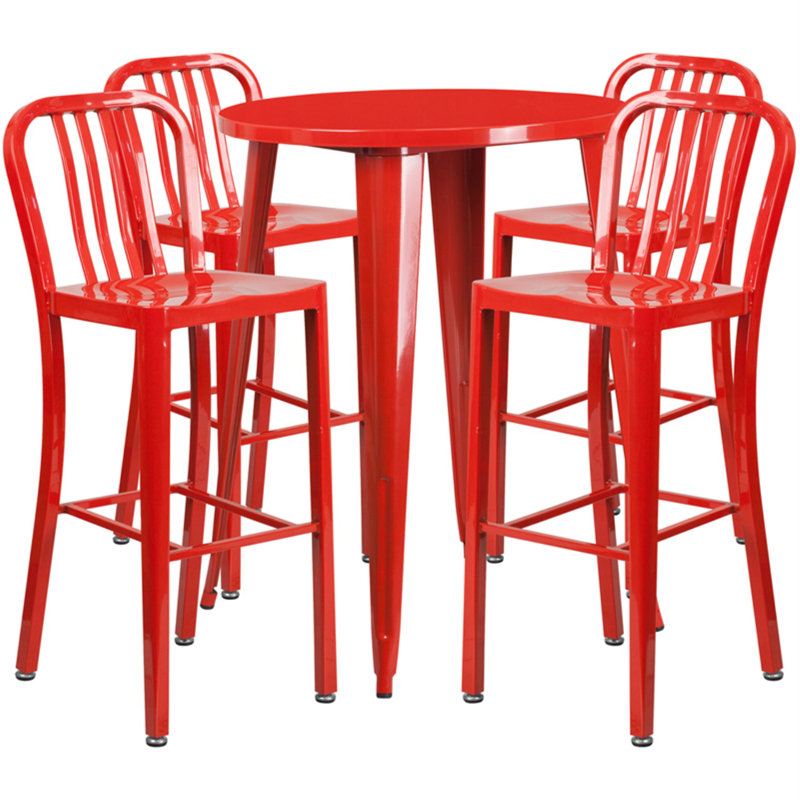 Ensemble de salle à manger pour 4 personnes 35,25 po Posey, Rouge, 30.25"