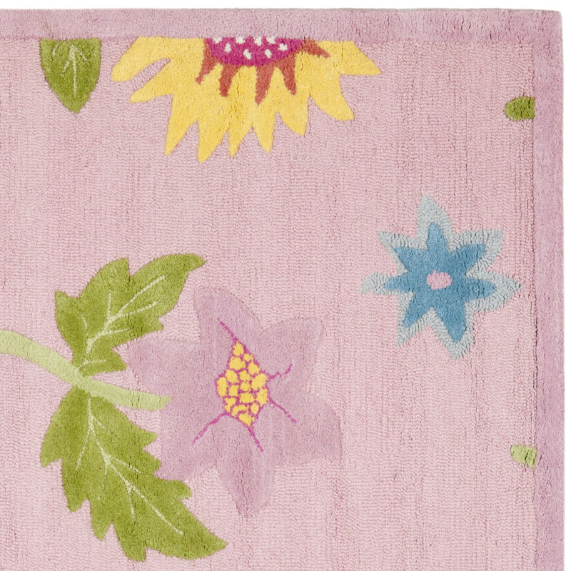 Tapis rose touffeté à la main à motif floral Claro, Tapis de couloir 2 pi 3 po x 7 pi