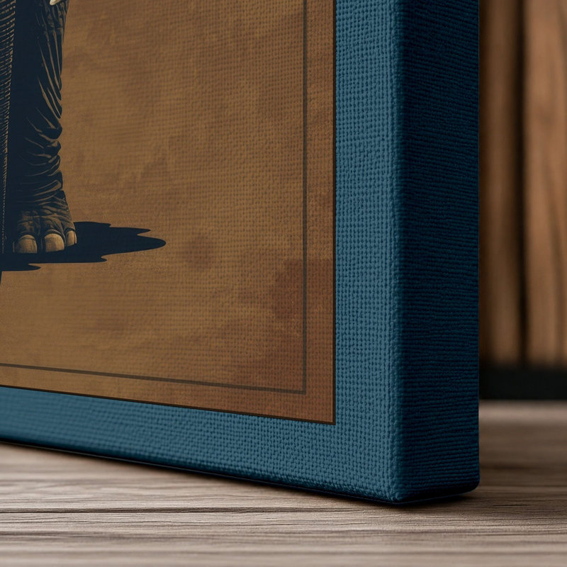 Elephant in Dignity Realism - Wrapped Canvas, 24x16 - 61.0 x 40.6 cm, Teal Border