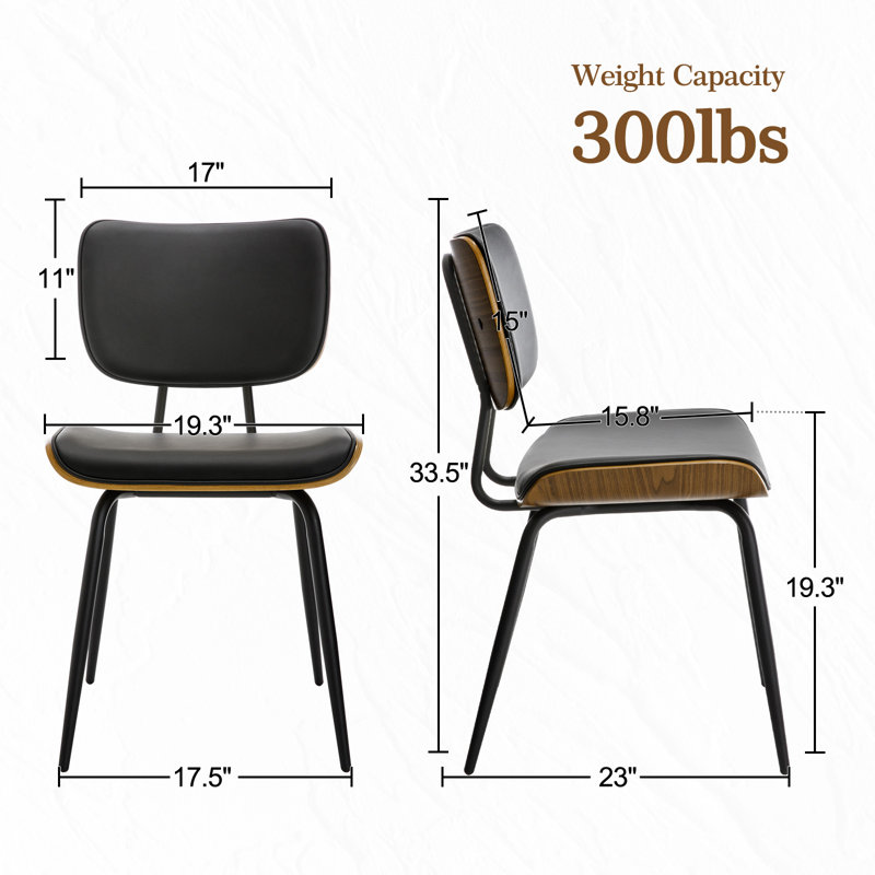 Upholstered Dining Chair, Black, 4