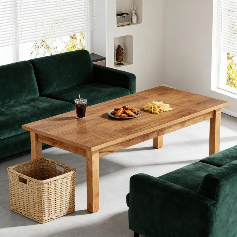 Table de salle à manger spacieuse et rustique pour les réunions de famille, parfaite pour les grandes cuisines et les conversations confortables.