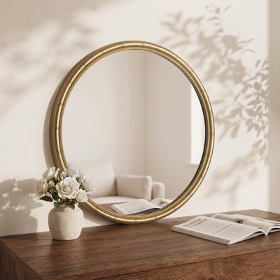 Bamboo Textured Round Wall Mirror