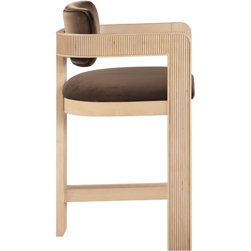 Tabouret rembourré Sacha Howley, Velours, Naturel, Brun