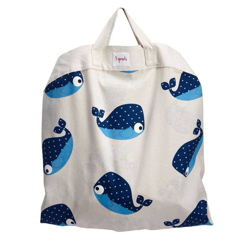 Blue Whale Cotton Convertible Toy Storage Bag and Play Mat