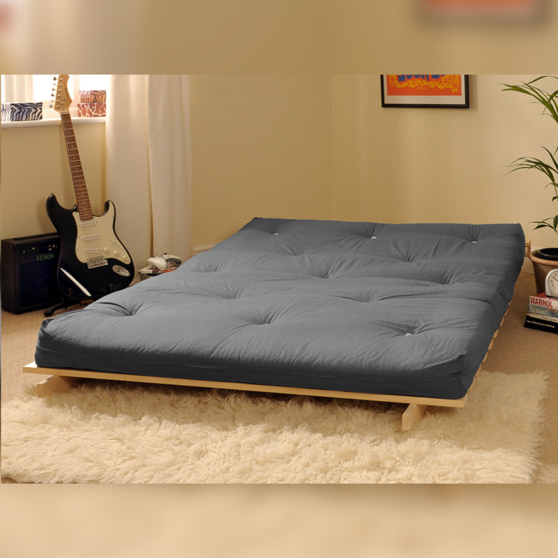 Arlete Upholstered Futon And Mattress, 76cm H x 120cm W x 78cm D, Grey