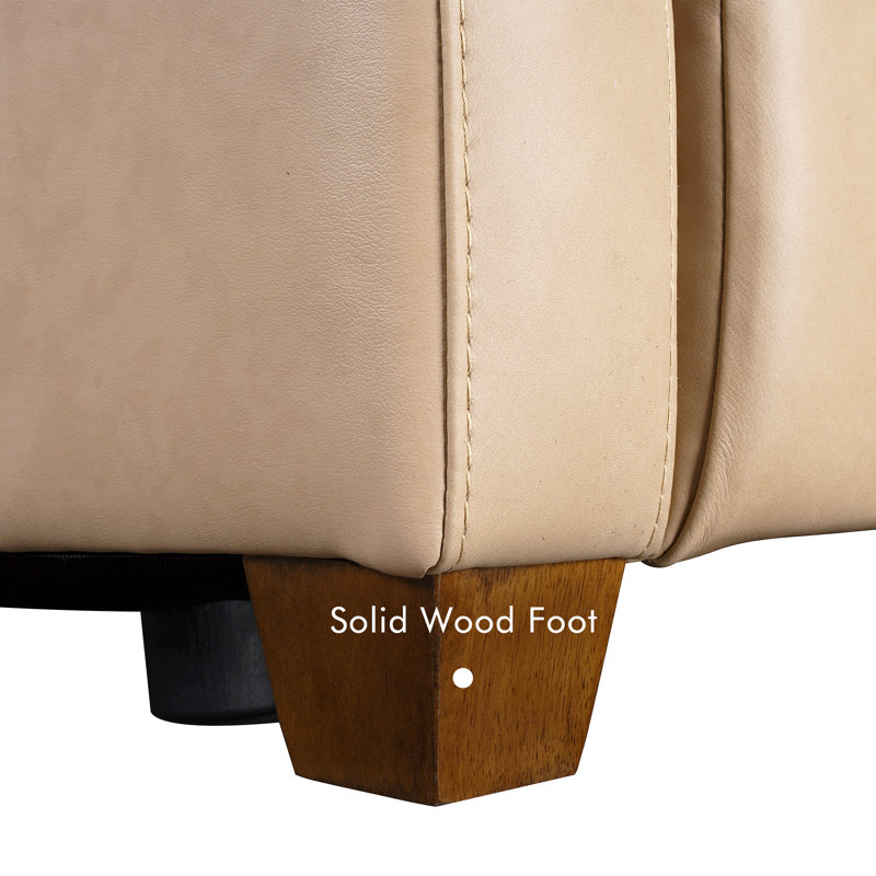 Fauteuil inclinable électrique 32 po en cuir véritable avec paroi zéro et repose-pieds dissimulés, Blé