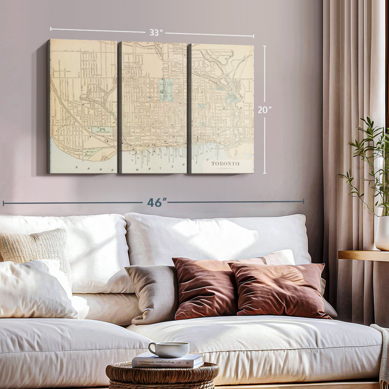 «Map Of Toronto» sur toile, H 20 po x l 33 po x P 1,25 po