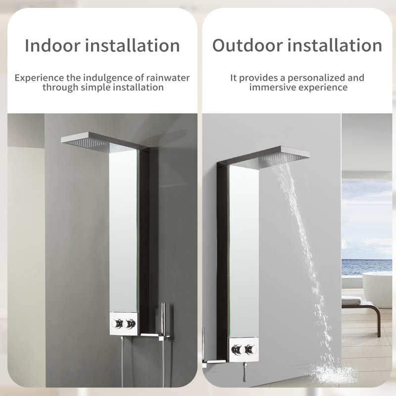 2-way Diverter Shower Panel with Fixed Shower Head