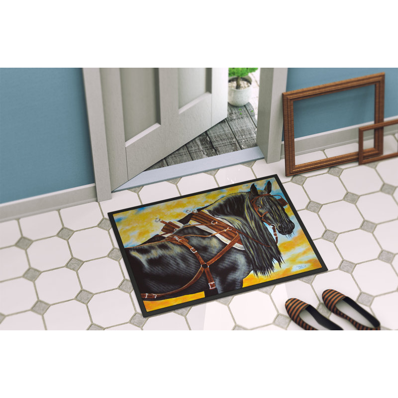 Tapis de porte pour l’extérieur anti-dérapant day of end cheval, Rectangle 2 pi x 3 pi