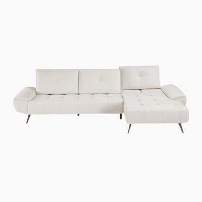  Kenner 125" Modern & Contemporary 2-Piece Sectional - Chenille Sectional, Customizable Seat Depth, Chaise for Lounging