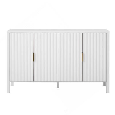 Storage Cabinet With Adjustable Shelves, 4-Door Sideboard With Storage Racks And Side Hooks, Wooden Cabinet With Aluminum Handles For Living Room, Dining Room