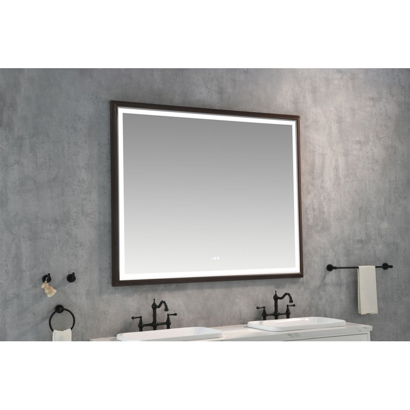 Miroir de salle de bain 60 "x 48" à DEL avec cadre en aluminium, 48 po x 60 po
