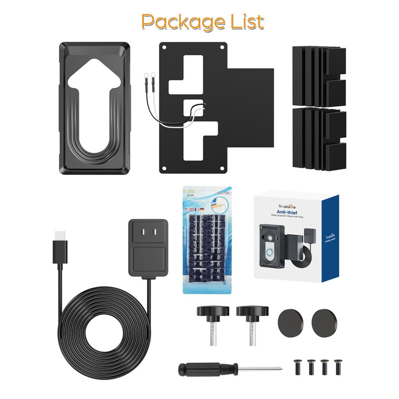 Trushome Doorbell Camera Mount With 24V Transformer - No Drill Anti-Theft Bracket For Ring & Blink