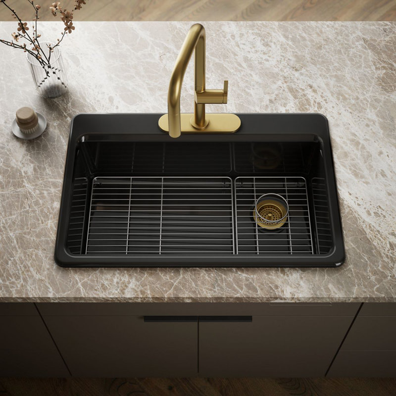 Riverby 33" Top-Mount Single-Bowl Kitchen Sink, 3 hole, Black
