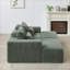Canapés modulaires | Surdimensionné 87 pouces, moelleux, sans assemblage, 2 repose-pieds amovibles pour chambre à coucher | Velours côtelé | Vert armée-83348678