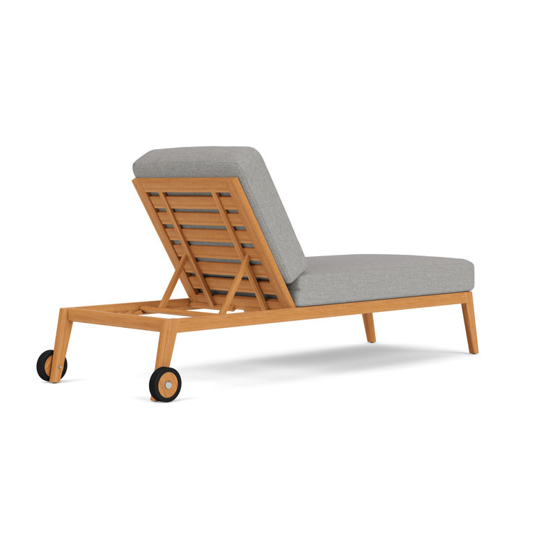 Alpine Outdoor Teak Chaise Lounge, Demo Stone