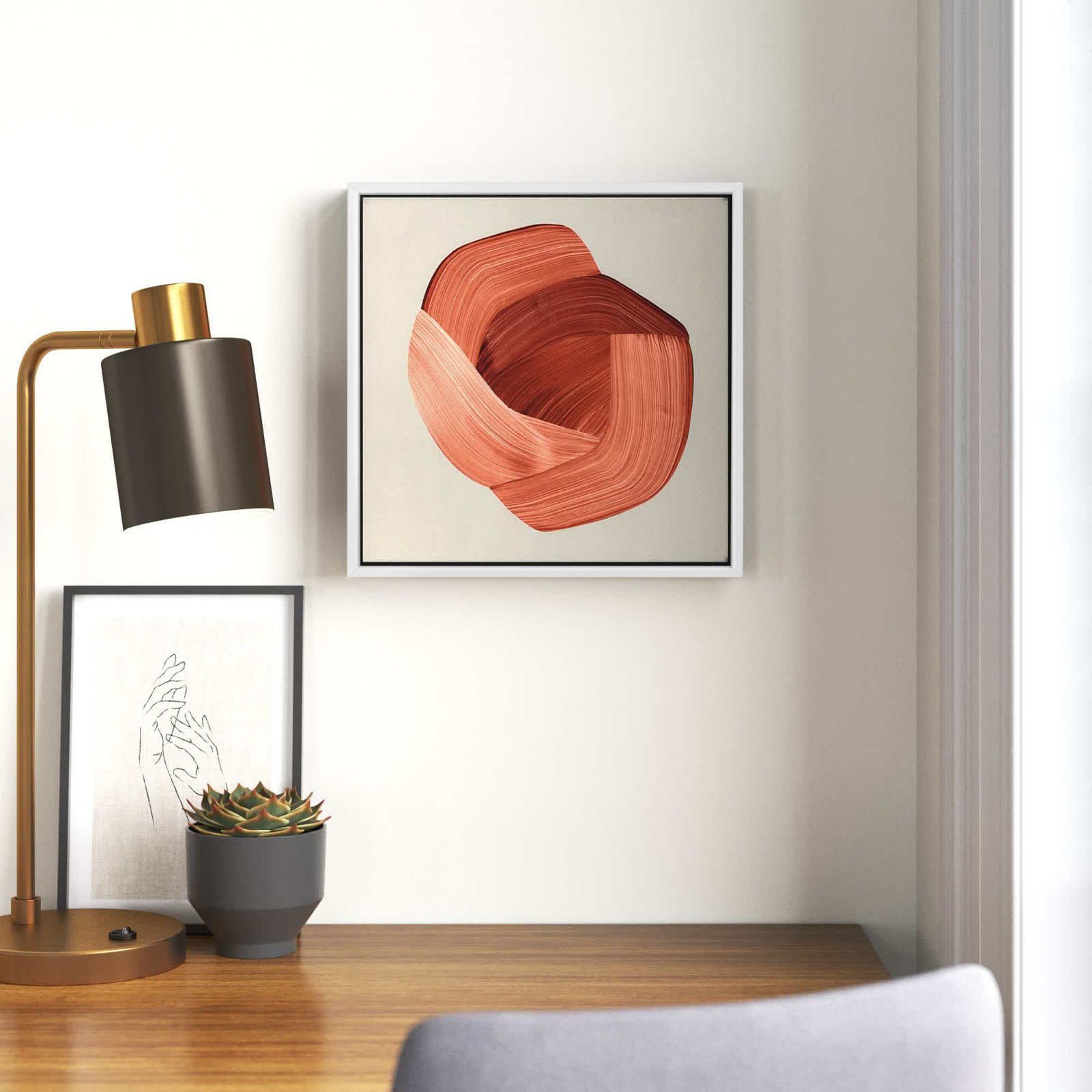 Thormond "Crema" Painting, 13.5" H x 13.5" W x 2" D, White Framed