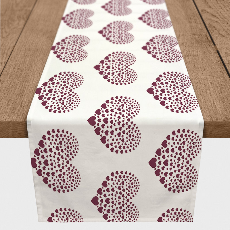 Ferrier Heart Table Runner, 90" L x 16" W, Burgundy