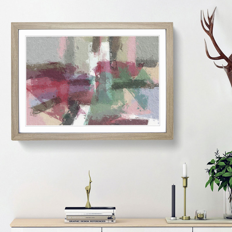 Abstract Art Painting Vol.111 by S.Johnson - Single Picture Frame Painting, Oak Framed, 33cm H x 45cm W x 2cm D