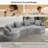 Chenille Boneless Curved Sofa, Left-right Symmetrical Design, Luxurious 4-seater Living Room Sofa-1504631854