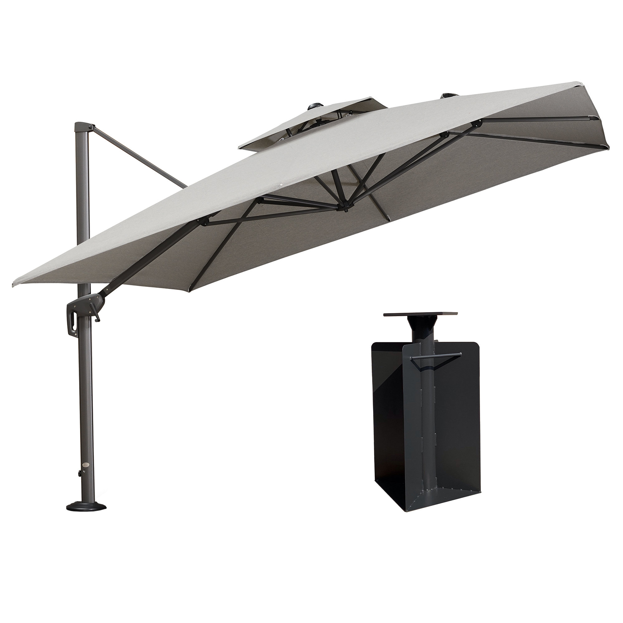 Arlmont & Co. Manhattan 11' Square Cantilever Umbrella with Counter Weights Included Base In