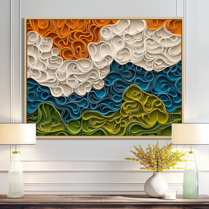 Westerleigh Biomorphism Earth Rhythm In Chaos IV - Abstraction lyrique, art mural, H 12 po x l 20 po, Cadre flottant, Naturel