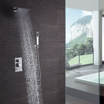 Système de douche complet avec valve en laiton Sumerain Rainfall, robinet de douche mural avec douche à main