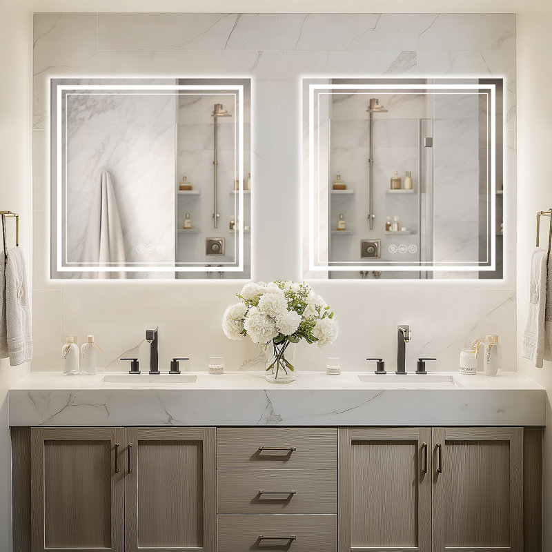 Super Bright LED Lighted Bathroom Vanity Mirror, Frontlit & Backlit 3-Color Temperature Anti-Fog Wall Mirror with UL, RoHS, ETL & 3-Year Warranty