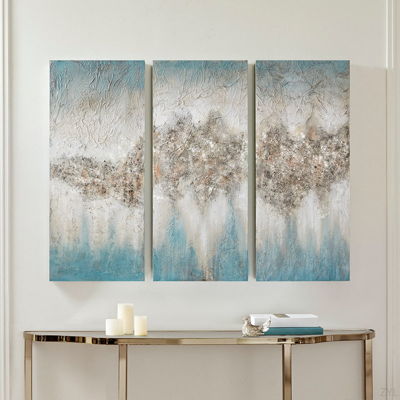 Ensemble de 3 toiles embellies