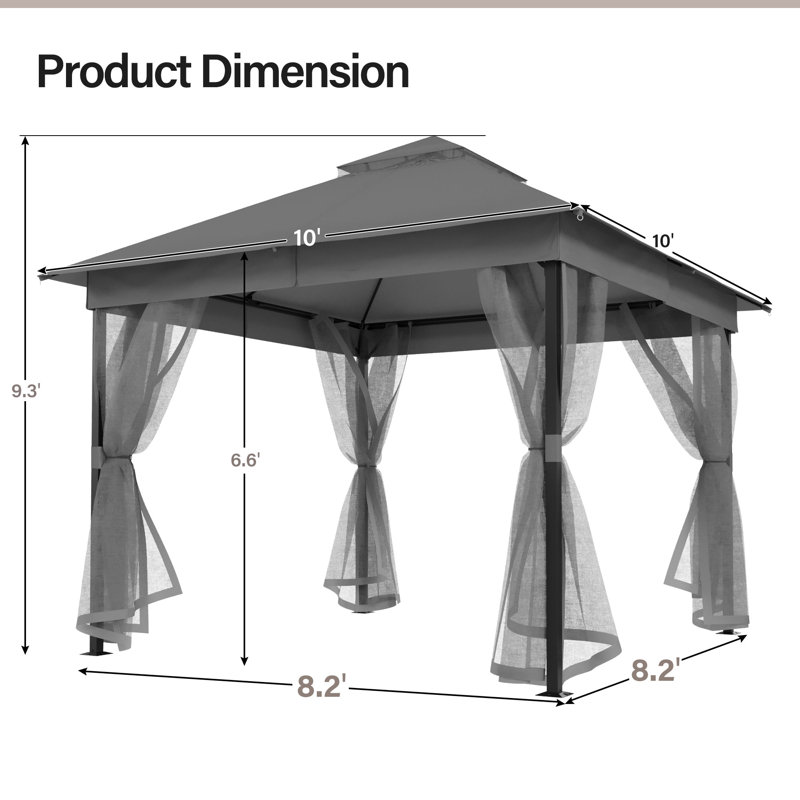 LAUSAINT HOME Outdoor Patio Gazebo 10'x10', Gray