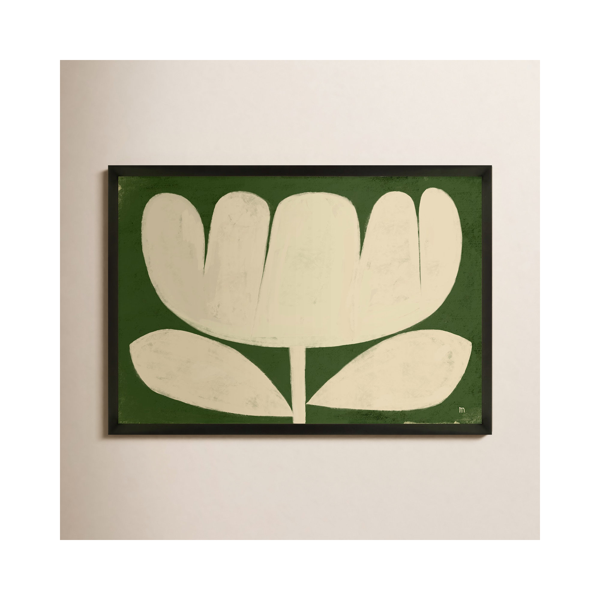 Flower On Green by StudioM, Black, 21" H x 30" W x 1.25" D