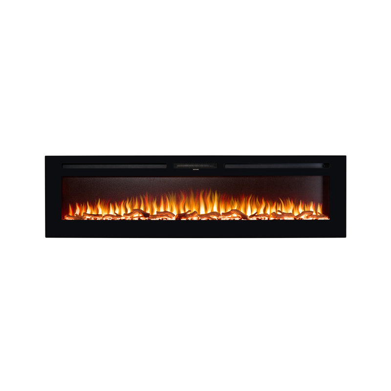Orlando Adam Black Electric Fireplace Insert, 50" H x 183" W x 12" D