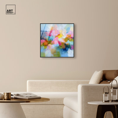 «Summer Spray», art mural encadré par Art Remedy, cadre noir, 30 x 30