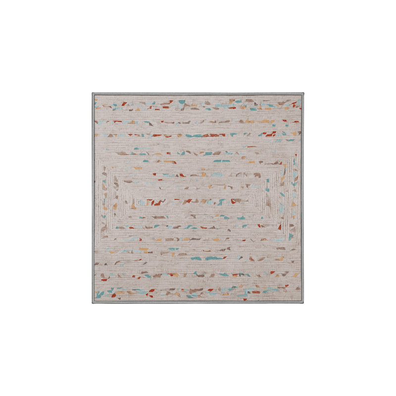 Machine Washable Gray Area Rug, Square 3'