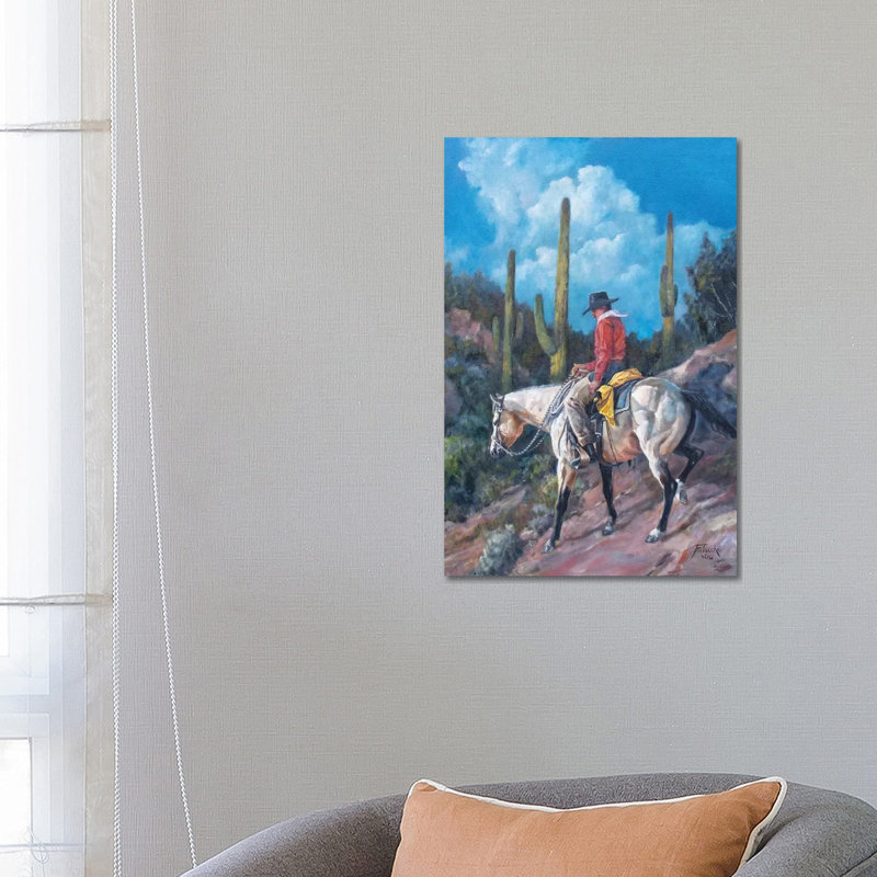 Saguaro Shortcut by Jan Perley - Wrapped Canvas Gallery-Wrapped Canvas Giclée, 66.04 cm H x 45.72 cm W x 1.91 cm D