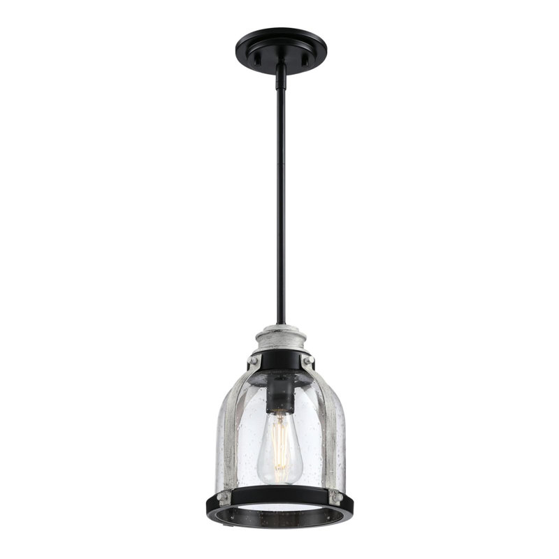 Darcy 1 - Light Single Pendant, Matte Black/Antique Ash
