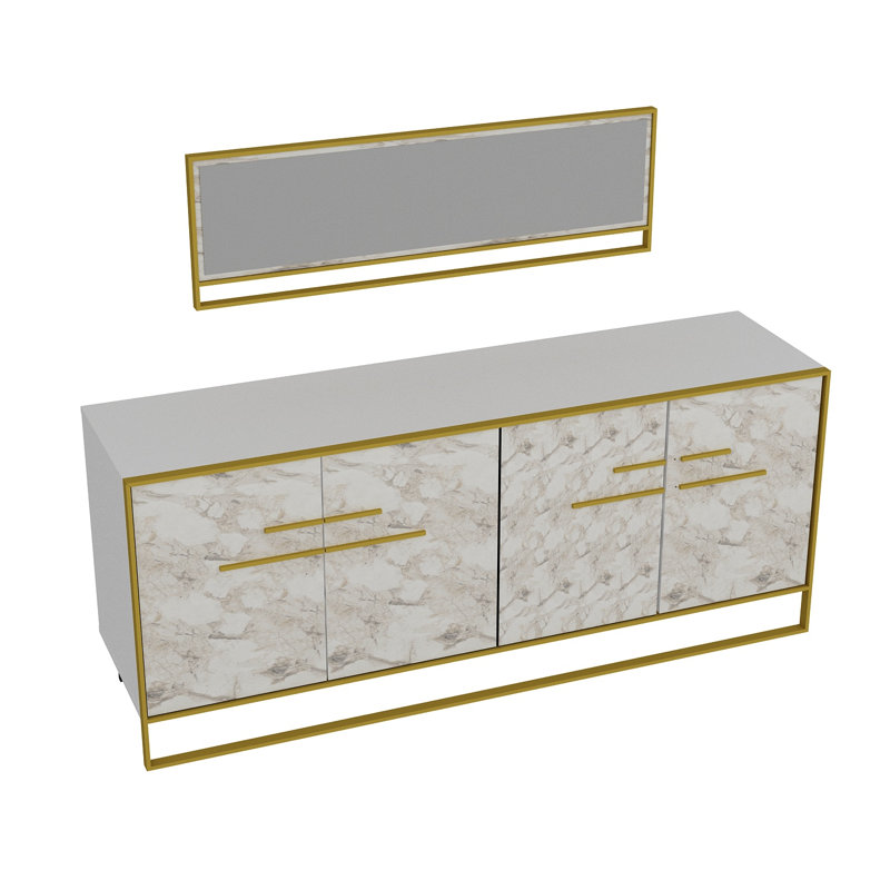 Buffet large 71 po Burwell, Blanc