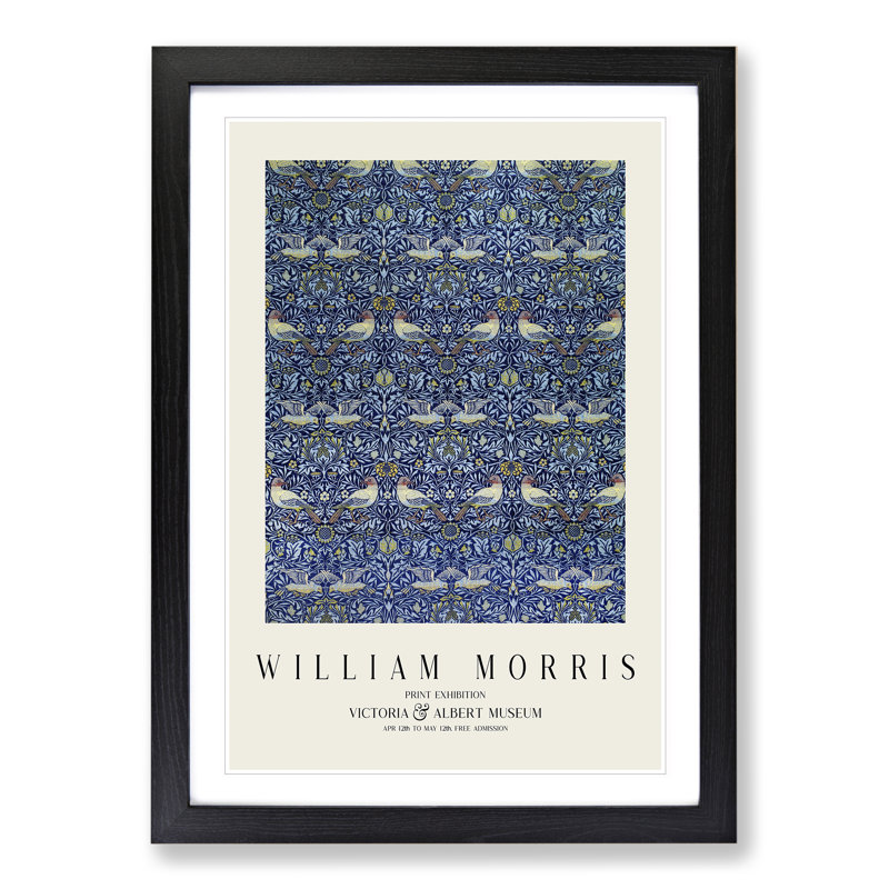 Birds Vol.1 by William Morris - Picture Frame Art Prints, 36cm H x 27cm W x 2cm D, Black