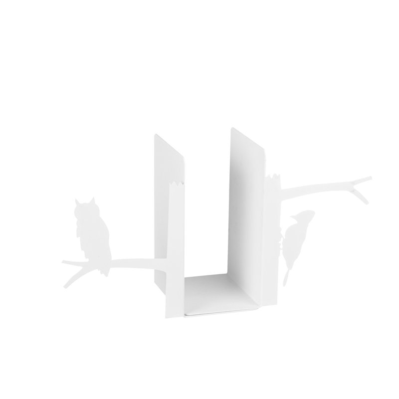 Serre-livres en métal de qualité supérieure, blanc, 17,3 po x 5,5 po x 8,7 po | 100% métal, épaisseur: 0,05 pouce | Conception robuste pour l'organisation de livres et de magazines, accessoire de bureau personnel élégant et durable